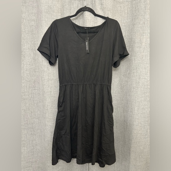 ANRILITA Women’s Summer Dress Elastic Empire Waist Short Sleeve with Pockets - Picture 6 of 8